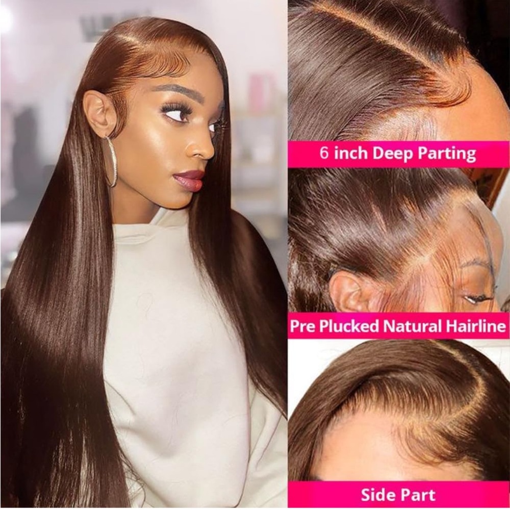 13x6 Straight Wigs Chocolate Brown Transarent HD Lac